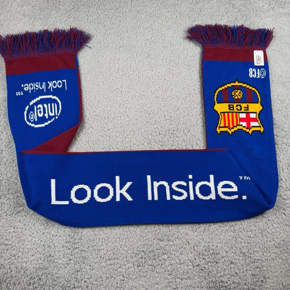FC BARCELONA Official SCARF 2-Sided Soccer Team Made In England FCB Club Intel